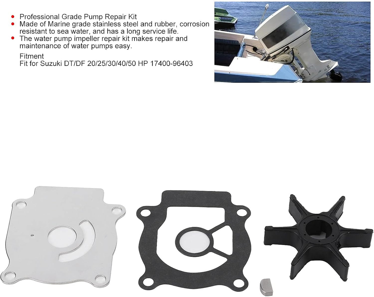 Water Pump Plate Seal Suitable for Suzuki DT/DF 20/25/30/40/50 HP 17400-96403