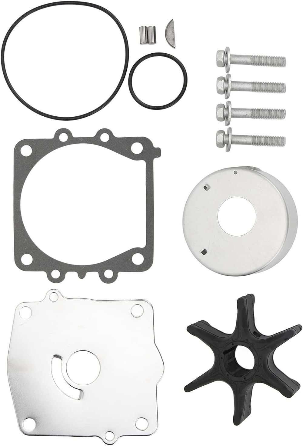 Water Pump Repair Kit – Rubber and Stainless Steel Impeller Repair Kit 6N6-W0078-02 for F115TLRY, F115TXRZ, 130TLRB – 115HP / 130HP Outboard Motor